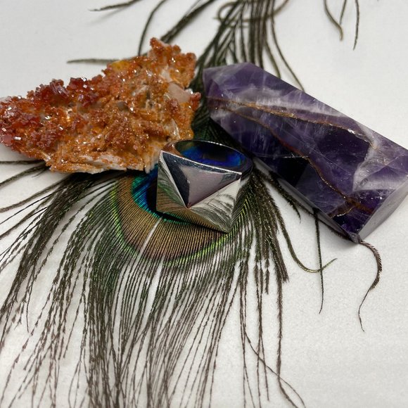 Silver Pyramid Cocktail Ring - Picture 2 of 2